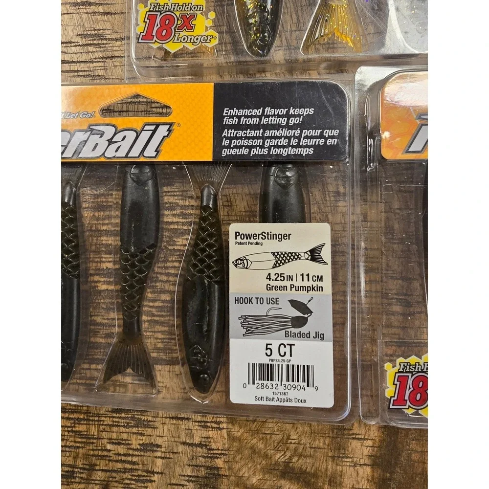 Berkley PowerBait PowerStinger 4.25 Soft Bait Lure 3 Pack Sun Gill Green Pumpkin